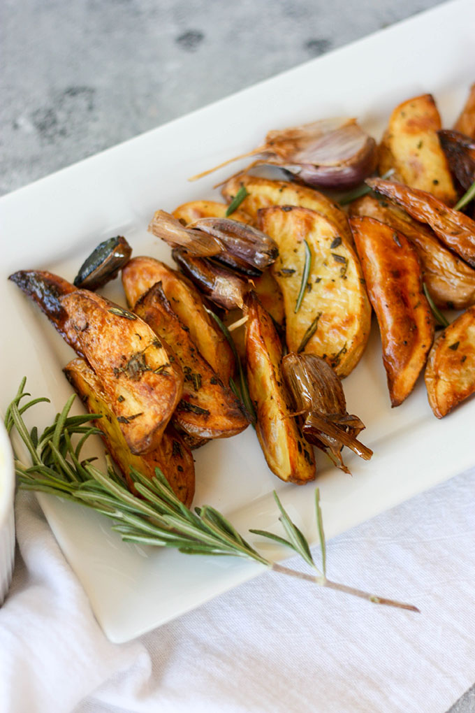oven baked fries on a white platter